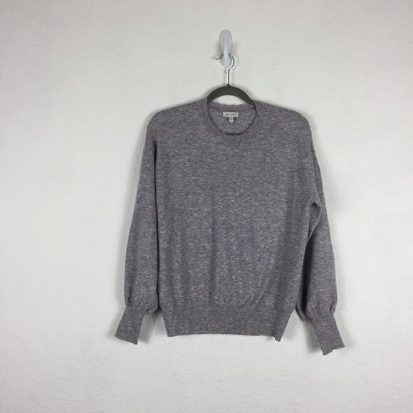 Anthropologie Ella Moss Maggie Heather Grey Puff Sleeve Knit Sweater Small - Picture 3 of 13